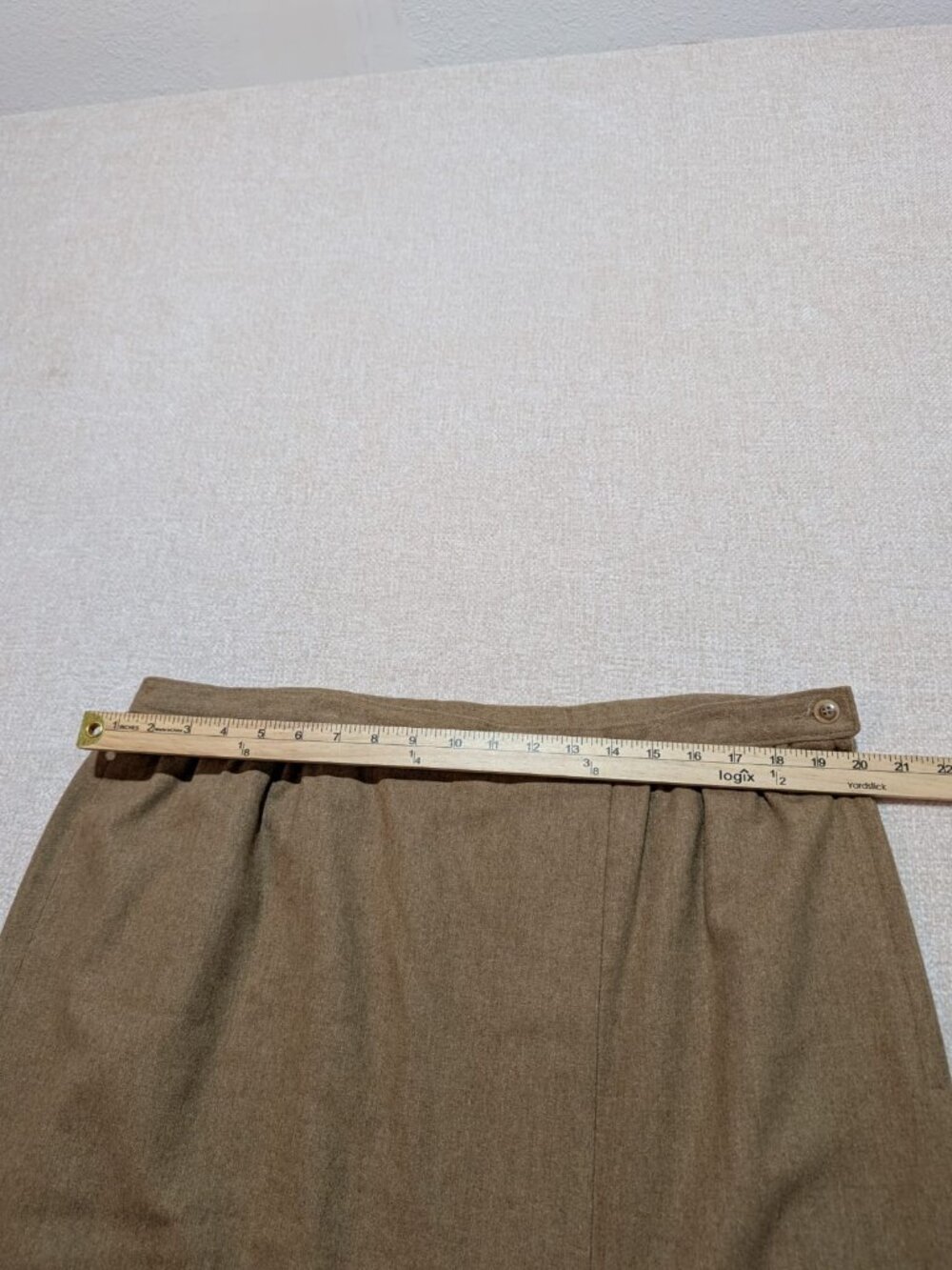 Vintage Pendleton Plus 100% Virgin Wool Brown Pencil Skirt 20W Side Slit - Picture 8 of 9